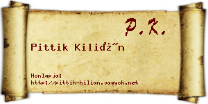 Pittik Kilián névjegykártya